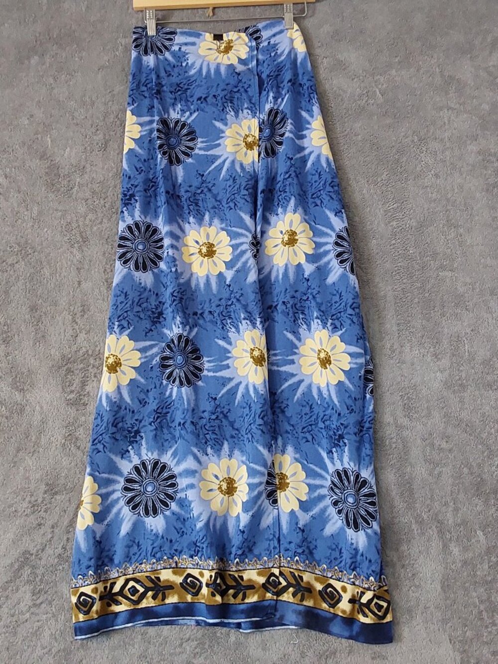 Beach Cabana Blue Floral Sarong Wrap Cover-Up One Size Beach Resort Maxi